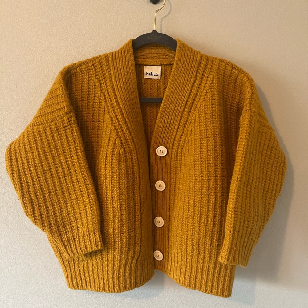 Babaa No 19 Mini Ochre Eco Wool Cardigan Sweater